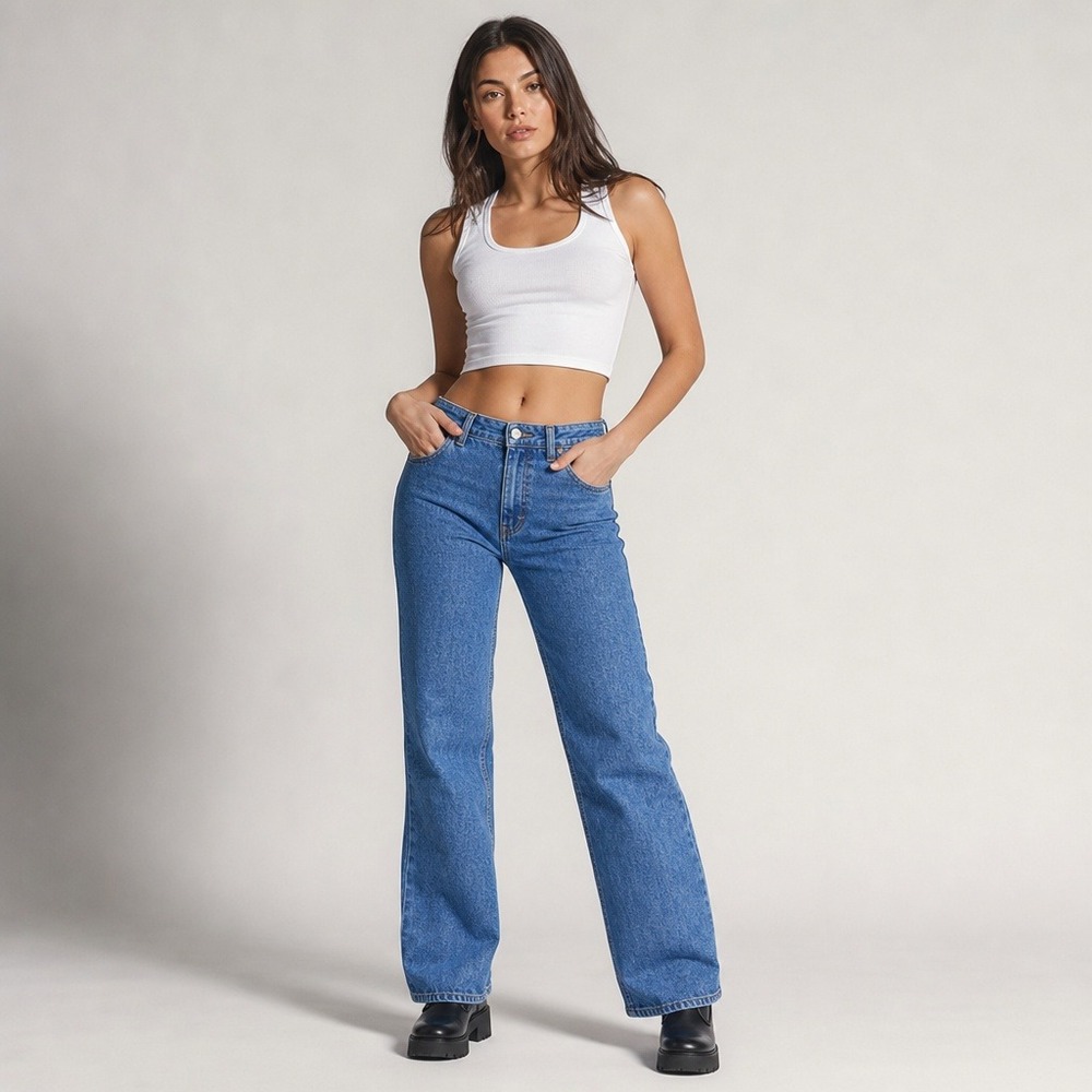 The Ragged Priest Women's Flare Jeans Size 26 Blue High Rise Grunge Denim